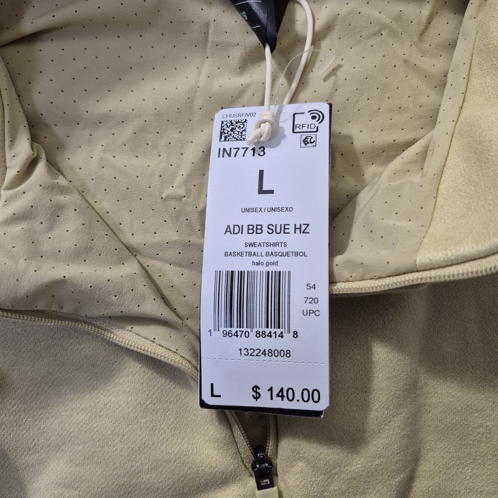 Adidas Basketball Sueded Sweatshirt 1/4 Zip Yellow Oversized Baggy Warmup 90s - Picture 4 of 10